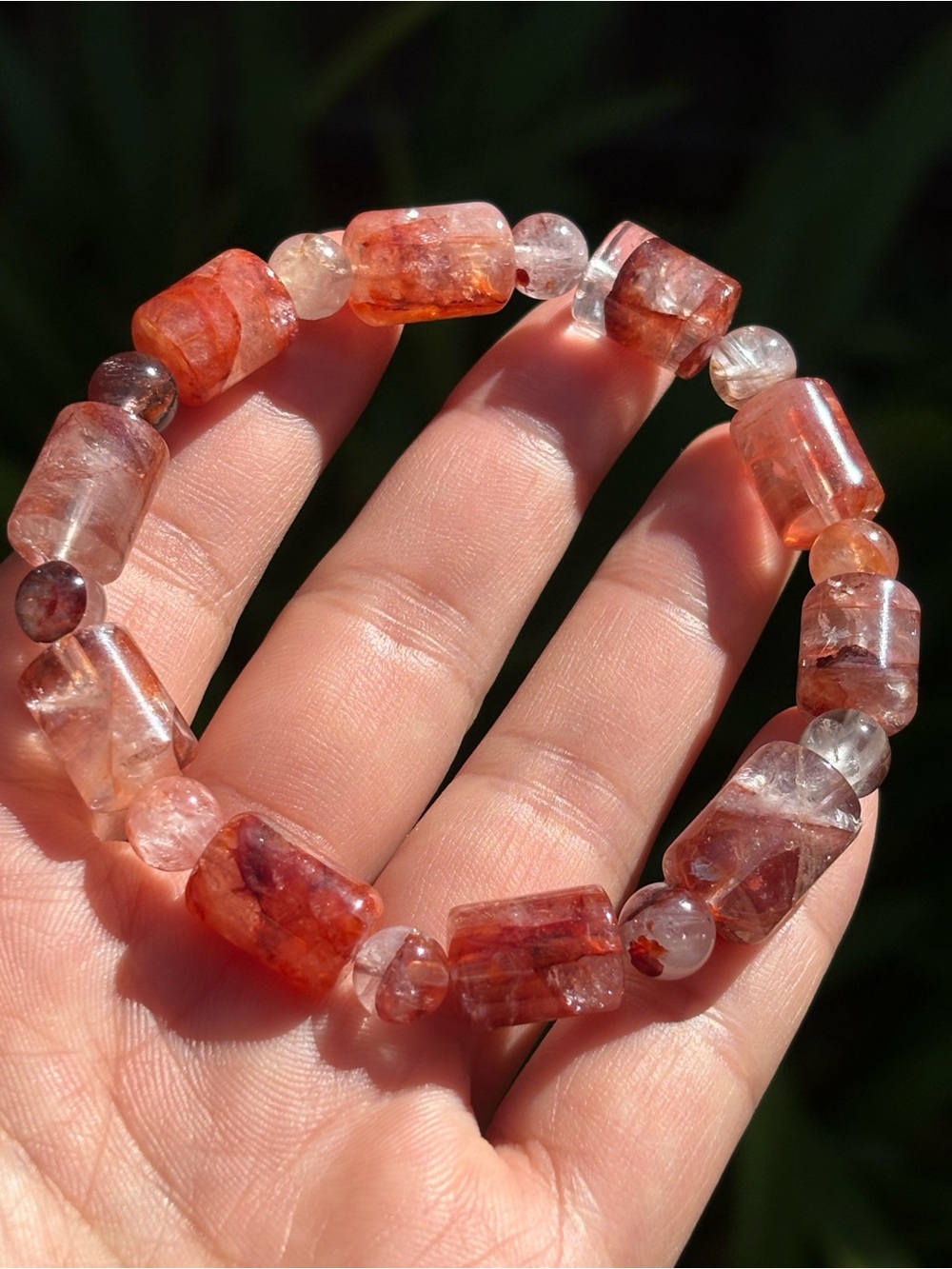 10mm Stretchable Barrel Fire Quartz Bracelet 7 In 2689